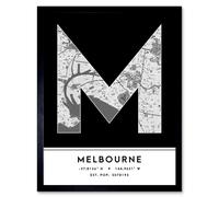 Wee Blue Coo Wall Art Print Melbourne Australia City Map Modern Typography Stylish Letter Framed Word in Black | Size: W12" x H16" Wee Blue Coo Black W12" x H16"