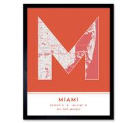 Wee Blue Coo Wall Art Print Miami Florida United States City Map Modern Typography Stylish Letter Framed Word in Orange | Size: W12" x H16" Wee Blue Coo Orange W12" x H16"