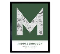 Wee Blue Coo Wall Art Print Middlesbrough England United Kingdom City Map Modern Typography Stylish Letter Framed Word in Green | Size: W12" x H16" Wee Blue Coo Green W12" x H16"
