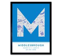Wee Blue Coo Wall Art Print Middlesbrough England United Kingdom City Map Modern Typography Stylish Letter Framed Word in Blue | Size: W12" x H16" Wee Blue Coo Blue W12" x H16"