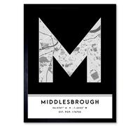Wee Blue Coo Wall Art Print Middlesbrough England United Kingdom City Map Modern Typography Stylish Letter Framed Word in Black | Size: W12" x H16" Wee Blue Coo Black W12" x H16"