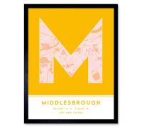 Wee Blue Coo Wall Art Print Middlesbrough England United Kingdom City Map Modern Typography Stylish Letter Framed Word in Yellow | Size: W12" x H16" Wee Blue Coo Yellow W12" x H16"