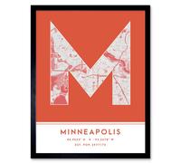 Wee Blue Coo Wall Art Print Minneapolis Minnesota United States City Map Modern Typography Stylish Letter Framed Word in Orange | Size: W12" x H16" Wee Blue Coo Orange W12" x H16"