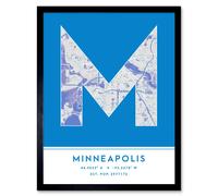 Wee Blue Coo Wall Art Print Minneapolis Minnesota United States City Map Modern Typography Stylish Letter Framed Word in Blue | Size: W12" x H16" Wee Blue Coo Blue W12" x H16"