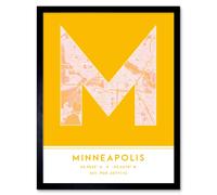 Wee Blue Coo Wall Art Print Minneapolis Minnesota United States City Map Modern Typography Stylish Letter Framed Word in Yellow | Size: W12" x H16" Wee Blue Coo Yellow W12" x H16"
