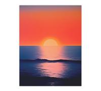Wee Blue Coo Wall Art Print Morning Glory Sunset on Sea Orange Blue Living Room | Size: W12" x H16" Wee Blue Coo Orange W12" x H16"