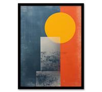 Wee Blue Coo Wall Art Print Mustard On Steel Abstract Textured Style Living Room Framed | Size: A4 Wee Blue Coo Multicolor A4