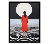 Wee Blue Coo Wall Art Print My Favourite Spot Monochrome Moon Lover Living Room Framed in Black | Size: W12" x H16" Wee Blue Coo Black W12" x H16"