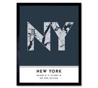 Wee Blue Coo Wall Art Print New York NYC United States City Map Modern Typography Stylish Letter Framed Word in Navy | Size: W12" x H16" Wee Blue Coo Navy W12" x H16"