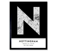 Wee Blue Coo Wall Art Print Nottingham England United Kingdom City Map Modern Typography Stylish Letter Framed Word in Black | Size: W12" x H16" Wee Blue Coo Black W12" x H16"