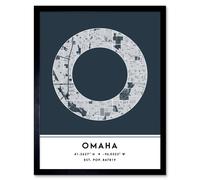 Wee Blue Coo Wall Art Print Omaha Nebraska United States City Map Modern Typography Stylish Letter Framed Word in Navy | Size: W12" x H16" Wee Blue Coo Navy W12" x H16"