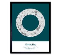 Wee Blue Coo Wall Art Print Omaha Nebraska United States City Map Modern Typography Stylish Letter Framed Word in Teal | Size: W12" x H16" Wee Blue Coo Teal W12" x H16"