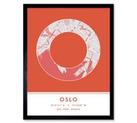 Wee Blue Coo Wall Art Print Oslo Norway City Map Modern Typography Stylish Letter Framed Word in Orange | Size: W12" x H16" Wee Blue Coo Orange W12" x H16"