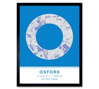 Wee Blue Coo Wall Art Print Oxford England United Kingdom City Map Modern Typography Stylish Letter Framed Word in Blue | Size: W12" x H16" Wee Blue Coo Blue W12" x H16"