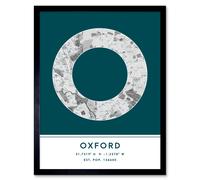 Wee Blue Coo Wall Art Print Oxford England United Kingdom City Map Modern Typography Stylish Letter Framed Word in Teal | Size: W12" x H16" Wee Blue Coo Teal W12" x H16"