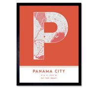 Wee Blue Coo Wall Art Print Panama City Map Modern Typography Stylish Letter Framed Word in Orange | Size: W12" x H16" Wee Blue Coo Orange W12" x H16"