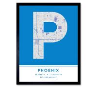 Wee Blue Coo Wall Art Print Phoenix Arizona United States City Map Modern Typography Stylish Letter Framed Word in Blue | Size: W12" x H16" Wee Blue Coo Blue W12" x H16"