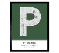 Wee Blue Coo Wall Art Print Phoenix Arizona United States City Map Modern Typography Stylish Letter Framed Word in Green | Size: W12" x H16" Wee Blue Coo Green W12" x H16"