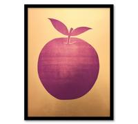Wee Blue Coo Wall Art Print Plum Apple On Gold Simple Colour Block Minimalist Kitchen Painting Art Framed | Size: W12" x H16" Wee Blue Coo Gold W12" x H16"