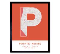 Wee Blue Coo Wall Art Print Pointe-Noire Republic of the Congo City Map Modern Typography Stylish Letter Framed Word in Orange | Size: W12" x H16" Wee Blue Coo Orange W12" x H16"