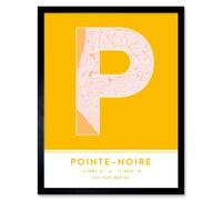 Wee Blue Coo Wall Art Print Pointe-Noire Republic of the Congo City Map Modern Typography Stylish Letter Framed Word in Yellow | Size: W12" x H16" Wee Blue Coo Yellow W12" x H16"