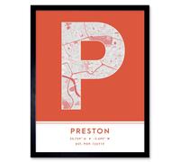 Wee Blue Coo Wall Art Print Preston England United Kingdom City Map Modern Typography Stylish Letter Framed Word in Orange | Size: W12" x H16" Wee Blue Coo Orange W12" x H16"