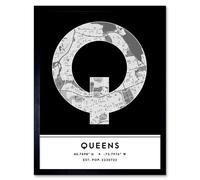 Wee Blue Coo Wall Art Print Queens New York United States City Map Modern Typography Stylish Letter Framed Word in Black | Size: W12" x H16" Wee Blue Coo Black W12" x H16"
