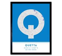 Wee Blue Coo Wall Art Print Quetta Pakistan City Map Modern Typography Stylish Letter Framed Word in Blue | Size: W12" x H16" Wee Blue Coo Blue W12" x H16"