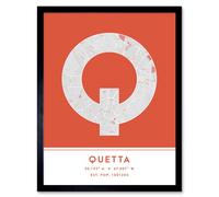 Wee Blue Coo Wall Art Print Quetta Pakistan City Map Modern Typography Stylish Letter Framed Word in Orange | Size: W12" x H16" Wee Blue Coo Orange W12" x H16"