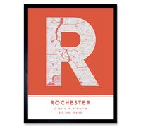 Wee Blue Coo Wall Art Print Rochester New York United States City Map Modern Typography Stylish Letter Framed Word in Orange | Size: W12" x H16" Wee Blue Coo Orange W12" x H16"