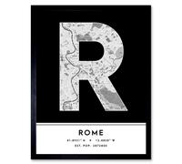 Wee Blue Coo Wall Art Print Rome Italy City Map Modern Typography Stylish Letter Framed Word in Black | Size: W12" x H16" Wee Blue Coo Black W12" x H16"