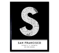 Wee Blue Coo Wall Art Print San Francisco California United States City Map Modern Typography Stylish Letter Framed Word in Black | Size: W12" x H16" Wee Blue Coo Black W12" x H16"