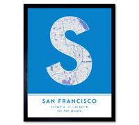 Wee Blue Coo Wall Art Print San Francisco California United States City Map Modern Typography Stylish Letter Framed Word in Blue | Size: W12" x H16" Wee Blue Coo Blue W12" x H16"