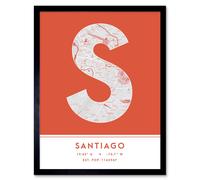 Wee Blue Coo Wall Art Print Santiago Dominican Republic City Map Modern Typography Stylish Letter Framed Word in Orange | Size: W12" x H16" Wee Blue Coo Orange W12" x H16"