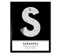 Wee Blue Coo Wall Art Print Sarasota Florida United States City Map Modern Typography Stylish Letter Framed Word in Black | Size: W12" x H16" Wee Blue Coo Black W12" x H16"