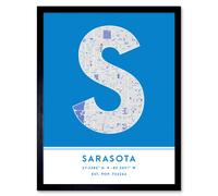 Wee Blue Coo Wall Art Print Sarasota Florida United States City Map Modern Typography Stylish Letter Framed Word in Blue | Size: W12" x H16" Wee Blue Coo Blue W12" x H16"