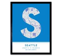 Wee Blue Coo Wall Art Print Seattle Washington United States City Map Modern Typography Stylish Letter Framed Word in Blue | Size: W12" x H16" Wee Blue Coo Blue W12" x H16"