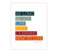 Wee Blue Coo Wall Art Print Seneca Quote Keep Learning How to Live Philosophy Poster | Size: W12" x H16" Wee Blue Coo Multicolor W12" x H16"