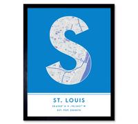 Wee Blue Coo Wall Art Print St Louis Missouri United States City Map Modern Typography Stylish Letter Framed Word in Blue | Size: W12" x H16" Wee Blue Coo Blue W12" x H16"