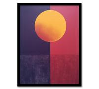 Wee Blue Coo Wall Art Print Sunset On Plum Abstract Geometric Sky Changing Colours Purple Orange Oil Painting Art Framed | Size: A4 Wee Blue Coo Purple A4