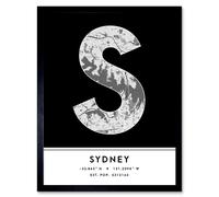 Wee Blue Coo Wall Art Print Sydney Australia City Map Modern Typography Stylish Letter Framed Word in Black | Size: W12" x H16" Wee Blue Coo Black W12" x H16"