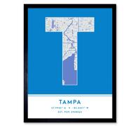 Wee Blue Coo Wall Art Print Tampa Florida United States City Map Modern Typography Stylish Letter Framed Word in Blue | Size: W12" x H16" Wee Blue Coo Blue W12" x H16"