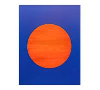 Wee Blue Coo Wall Art Print Tangerine Sunrise Minimalist Circle Blue Amber Sun Colour Block Painting Poster | Size: W24" x H32" Wee Blue Coo Multicolor W24" x H32"