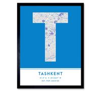 Wee Blue Coo Wall Art Print Tashkent Uzbekistan City Map Modern Typography Stylish Letter Framed Word in Blue | Size: W12" x H16" Wee Blue Coo Blue W12" x H16"