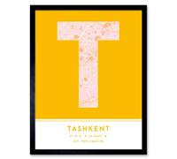 Wee Blue Coo Wall Art Print Tashkent Uzbekistan City Map Modern Typography Stylish Letter Framed Word in Yellow | Size: W12" x H16" Wee Blue Coo Yellow W12" x H16"