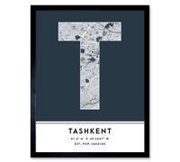 Wee Blue Coo Wall Art Print Tashkent Uzbekistan City Map Modern Typography Stylish Letter Framed Word in Navy | Size: W12" x H16" Wee Blue Coo Navy W12" x H16"