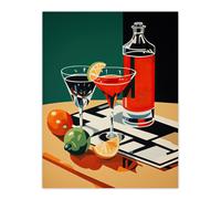 Wee Blue Coo Wall Art Print That Friday Feeling Negroni Aperitif Drinks Red Orange Green Graphic Design Painting Poster | Size: W18" x H24" Wee Blue Coo Multicolor W18" x H24"