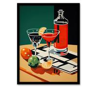 Wee Blue Coo Wall Art Print That Friday Feeling Negroni Aperitif Drinks Red Orange Green Graphic Design Painting Art Framed | Size: A4 Wee Blue Coo Multicolor A4