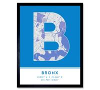Wee Blue Coo Wall Art Print The Bronx New York United States City Map Modern Typography Stylish Letter Framed Word in Blue | Size: W12" x H16" Wee Blue Coo Blue W12" x H16"