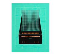 Wee Blue Coo Wall Art Print The Future Of Music Radio Frequencies Turquoise Orange Graphic Design Poster in Green | Size: W24" x H32" Wee Blue Coo Green W24" x H32"